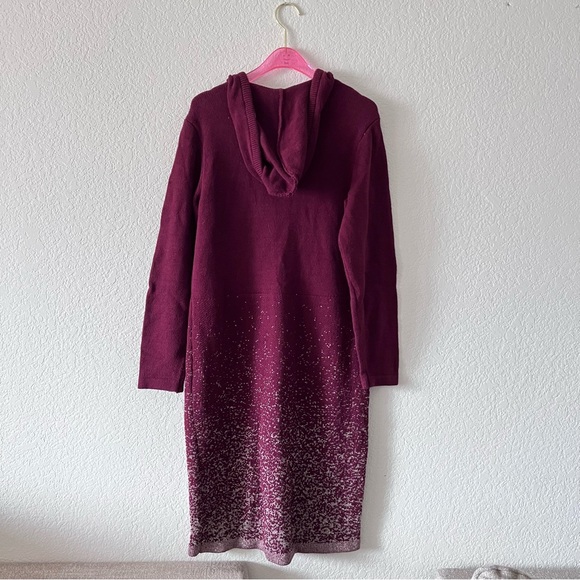 Torrid Lurex Sweater Mini Dress - Burgundy & Gold Size 1 - Picture 7 of 12